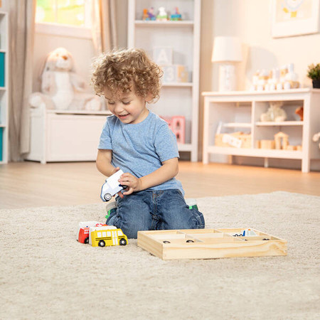 Drewniane autka pojazdy miejskie 9szt. Melissa and Doug 13170-MD