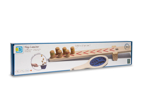 BS Toys, Drewniana wyrzutnia XL 70 cm z korkowymi kulami