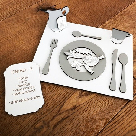 Drewniana układanka edukacyjna Wiem co jem