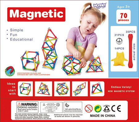 WOOPIE Klocki Magnetyczne Konstrukcyjne Układanka Kreatywna 70 el.