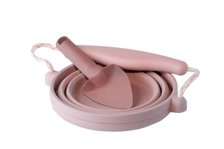 Składane wiaderko z łopatką Scrunch - Pudrowy Róż