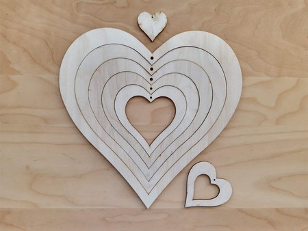 Serca puzzle 7-elementowe wys. 25 cm z grubej sklejki