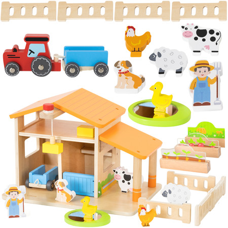 VIGA Drewniana Farma Dom Farmera Z Ogródkiem I Traktorem 21 el