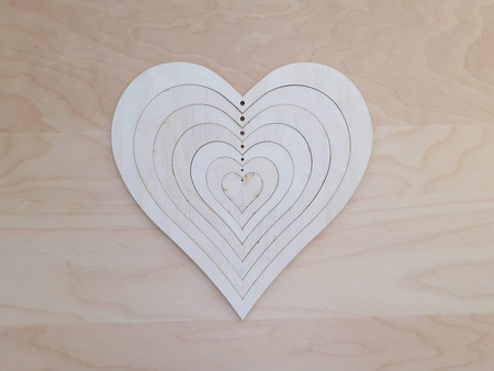 Serca puzzle 7-elementowe wys. 25 cm z grubej sklejki