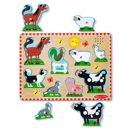 Drewniane puzzle dźwiękowe Zwierzęta z farmy Melissa & Doug