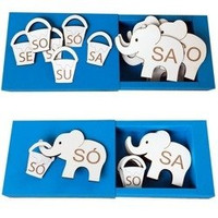 Układanka Dopasowywanie sylab z S - Słonik i wiaderko