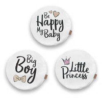 Poduszki białe ekoskóra NAPISY 1 szt. 6 cm AKSON