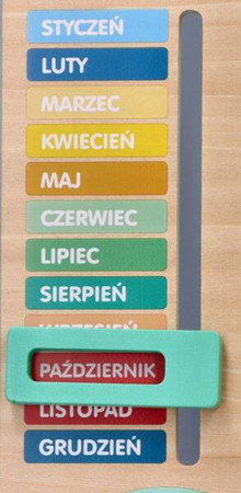 Drewniany kalendarz i zegar dla dzieci PL