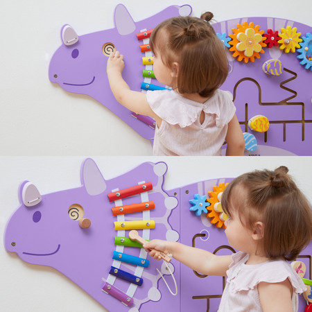 Duża drewniana tablica motoryczna panel ścienny - Dinozaur