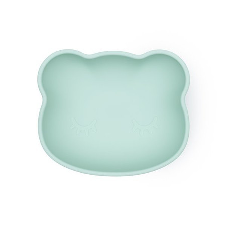 Silikonowa miseczka z przyssawką i pokrywką Miś We Might Be Tiny - Minty Green