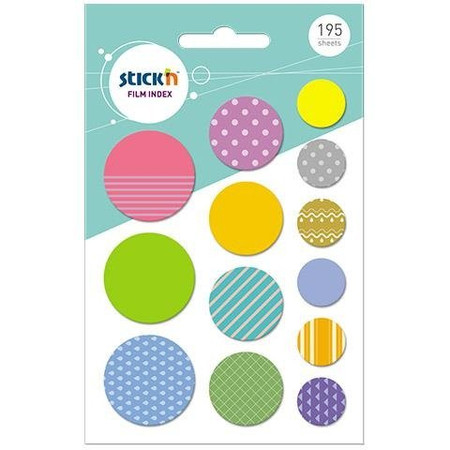 Zakładki Indeksujące Kształty, Różne Rozmiary, 195 Szt. Koła