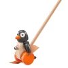 Drewniany pingwinek na patyku Zabawka do pchania