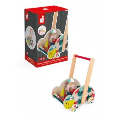 OUTLET Wózek pchacz z klockami Żółwik Janod