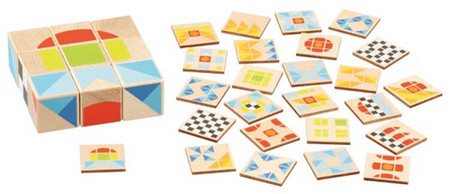 Mozaika 9 klocków 25 wzorów do ułożenia 34 el. Goki 58387 klocki sześcienne