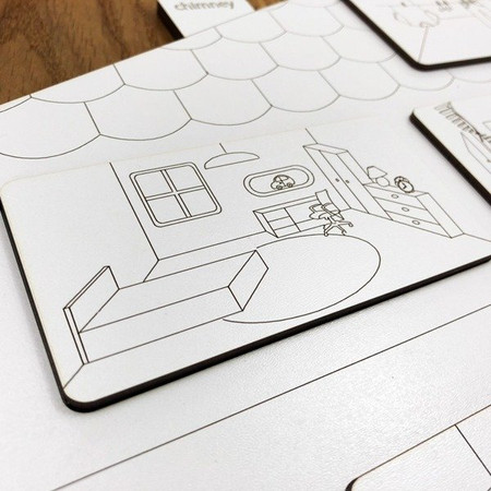 Drewniana układanka House do nauki angielskiego