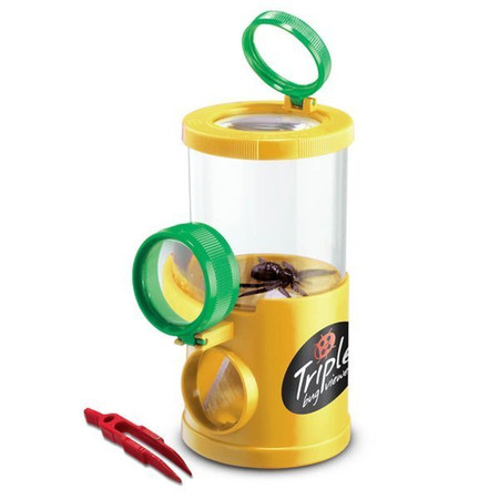 Pojemnik dwukomorowy ze szkłem powiększającym + pęseta