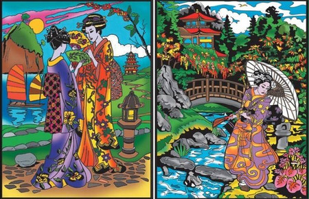 Segregator z kolorowanką welwetową Gejsze