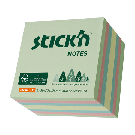 FSC notes kostka 76X76mm, pastel ziel/róż/nieb/żółty, 400 kartek