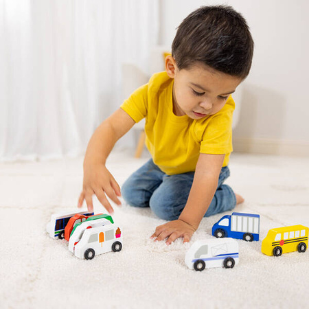 Drewniane autka pojazdy miejskie 9szt. Melissa and Doug 13170-MD