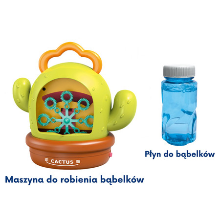WOOPIE Elektryczna Maszyna Do Baniek Mydlanych Kaktus Efekty Dźwiękowe i Świetlne