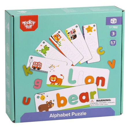 TOOKY TOY Puzzle Alfabet Nauka Literek Słów Zwierzątka 57 el.