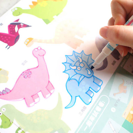 Książeczka do zabawy w tworzenie naklejek kalkomania Dinozaury