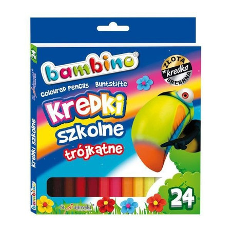 Kredki ołówkowe 24 kolory trójkątne Bambino