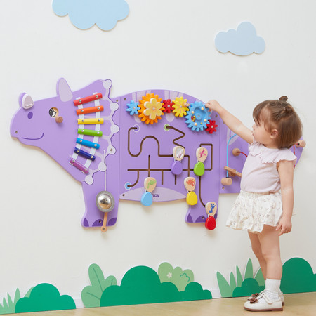 Duża drewniana tablica motoryczna panel ścienny - Dinozaur