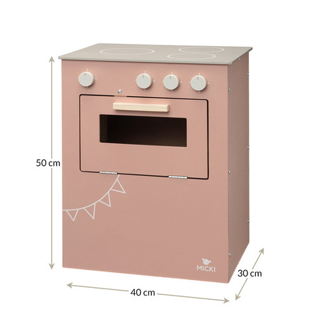 Różowa drewniana kuchenka dla dzieci, kuchnia, piekarnik gotowanie, Micki