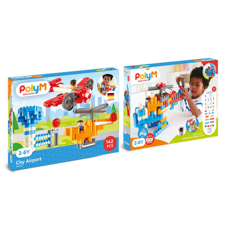 Klocki konstrukcyjne, Lotnisko, 142 el., 2+, PolyM
