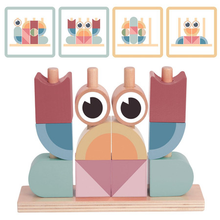 TOOKY TOY Drewniana układanka sześcienna Krab Pastelowy