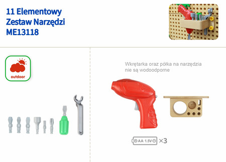 Zestaw Narzędzia Z Wkrętarką 8 Elementów - Tablica Naukowo-Kreatywna Masterkidz STEM