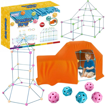 WOOPIE Zestaw Konstrukcyjny XXL Klocki do Budowania Namiotu Bazy Rurki Słomki 340 el.