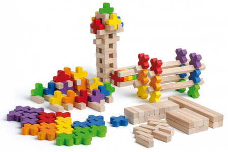 Klocki drewniane konstrukcyjne krzyżyki 150 el. Erzi 43120