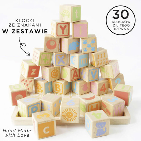 Drewniane klocki ABC zabawka edukacyjna dla dzieci, nauka liter, Le Toy Van