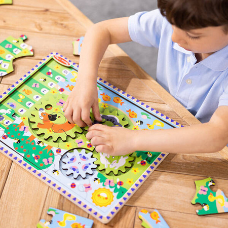 Drewniana układanka koła zębate Zwierzęta 24 el. 31004 Melissa & Doug