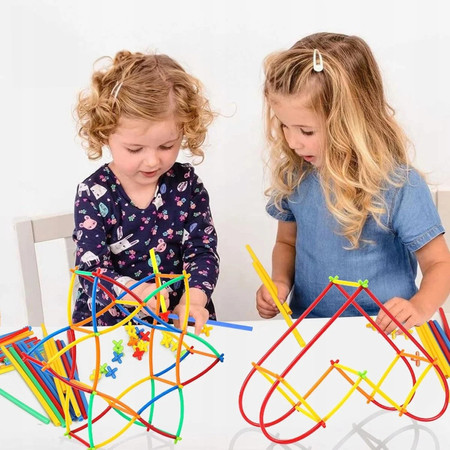 WOOPIE Klocki Konstrukcyjne Świecące Słomki 400 szt.