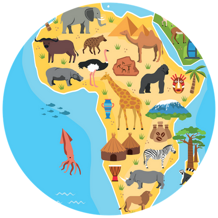 Piłka Balonowa Kontynenty Globus ze zwierzątkami