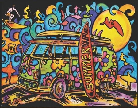 Kolorowanka Welwetowa 29,7x21 Surferzy Hipisi