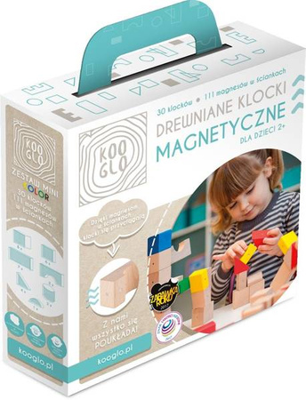 Klocki drewniane magnetyczne Kooglo Mini Color 30 el.
