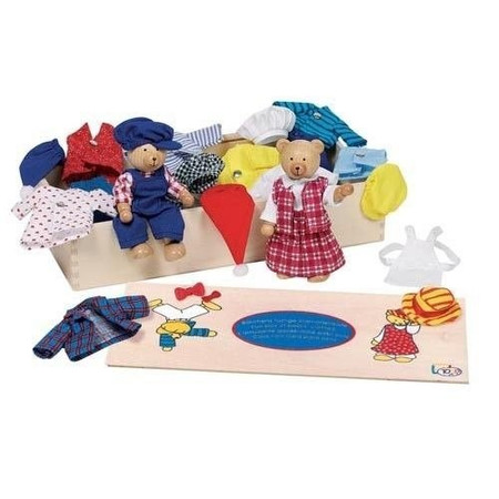 Misie do ubierania w drewnianej skrzynce