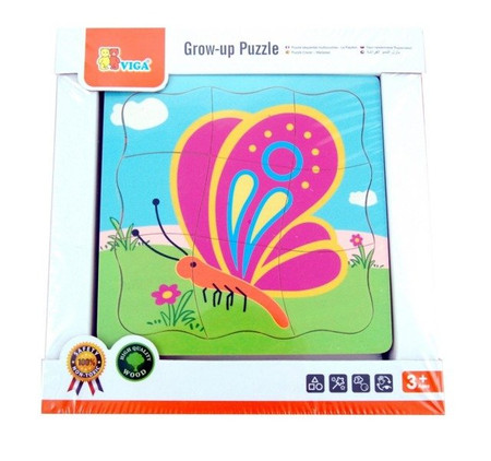 Drewniana układanka warstwowa - cykl rozwoju motyla