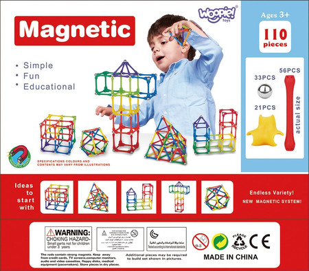 WOOPIE Klocki Magnetyczne Konstrukcyjne Układanka Kreatywna 110 el.