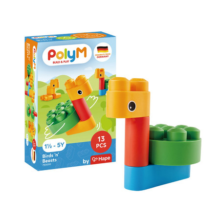 Klocki konstrukcyjne, Ptaki i zwierzęta, 13 el., 18m+, PolyM