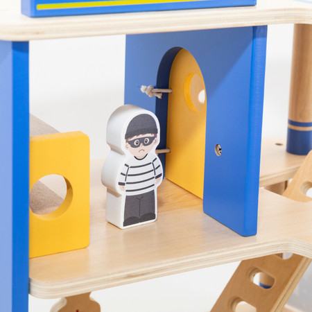 VIGA Drewniany Komisariat Policji Radiowóz 3 poziomy 14 el