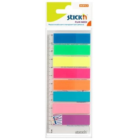 Zakładki Indeks. 8 Kol.Neon x 25 Szt. + Linijka