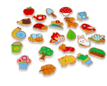 Drewniane magnesy ogród 24 szt.