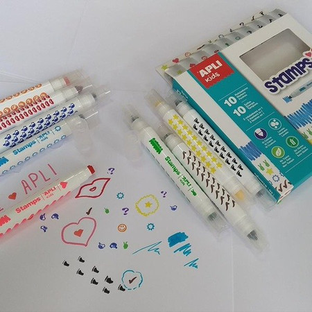 Flamastry ze stempelkami Apli Kids - 10 kolorów