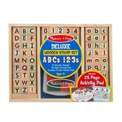Drewniane stempelki literki i cyferki duży zestaw Melissa & Doug