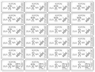 Kupony dla dzieci na słodkość i telewizję do druku